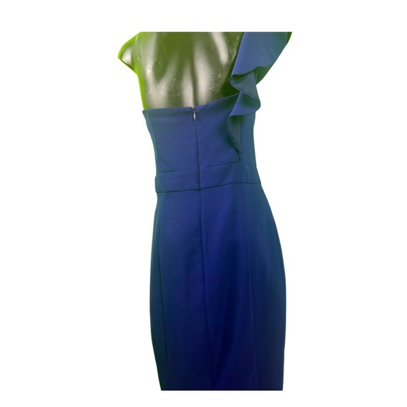 Review one shoulder semi-formal dress in royal blue. Size 12 - Picture 7 of 10